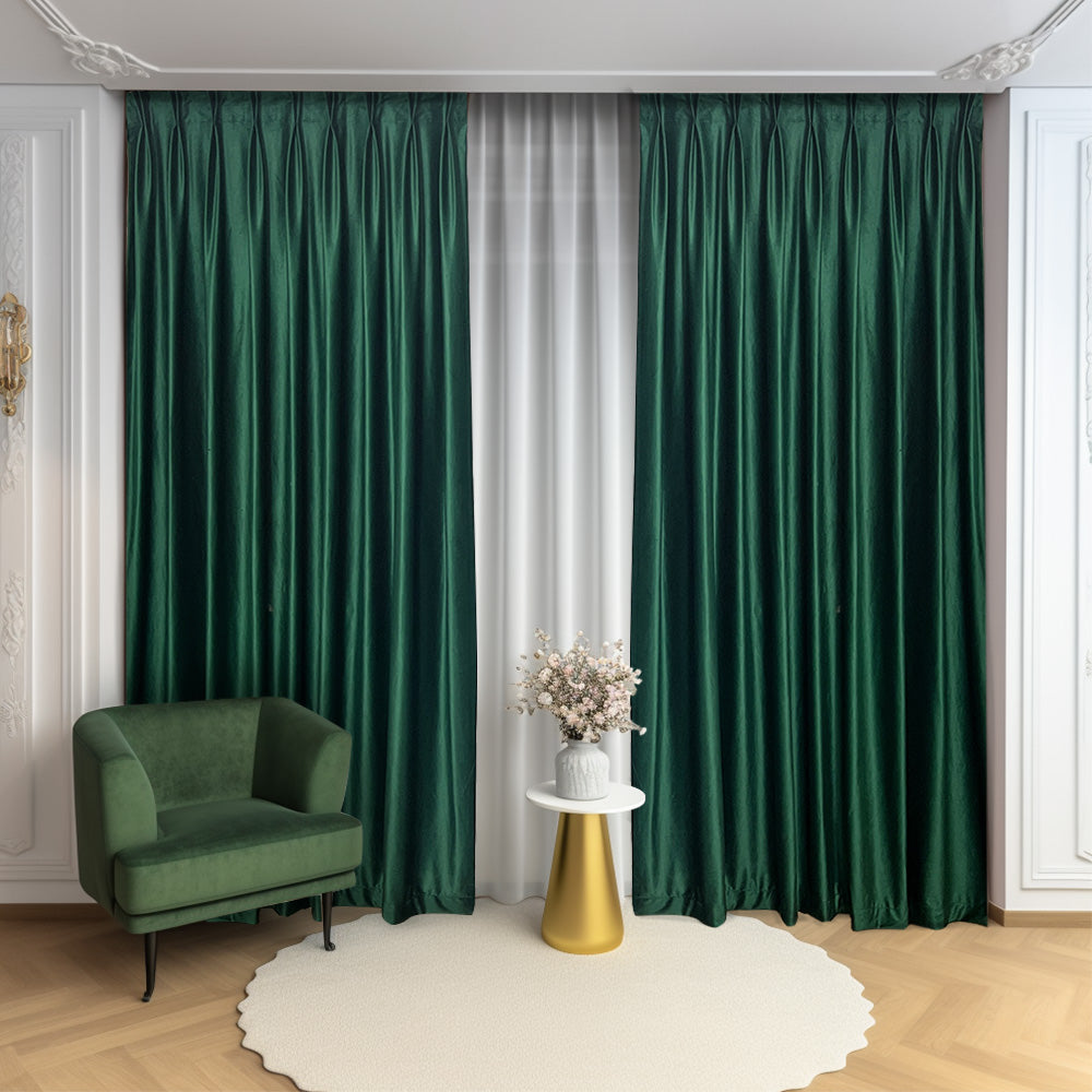 Draperie Catifea Verde Smarald blackout 80% cu rejansa si pliuri duble incluse (1 Bucata)