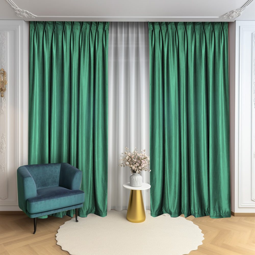 Draperie Catifea Verde Menta blackout 80% cu rejansa si pliuri duble incluse (1 Bucata)