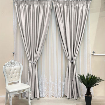 Draperie de Stofa Shine 80%-85% Blackout Gri Silver- Prindere cu Rejansa (1 Bucata)