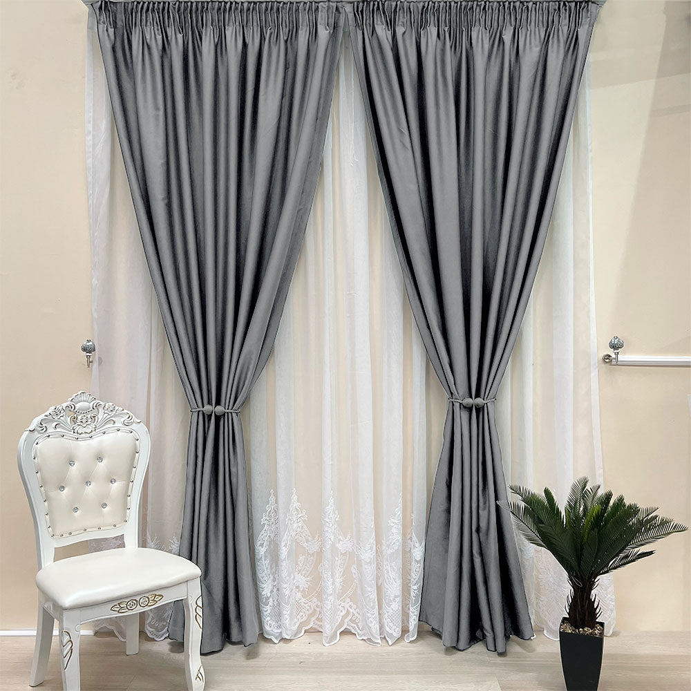 Draperie de Stofa Shine 99% Blackout Gri - Prindere cu Rejansa (1 Bucata)