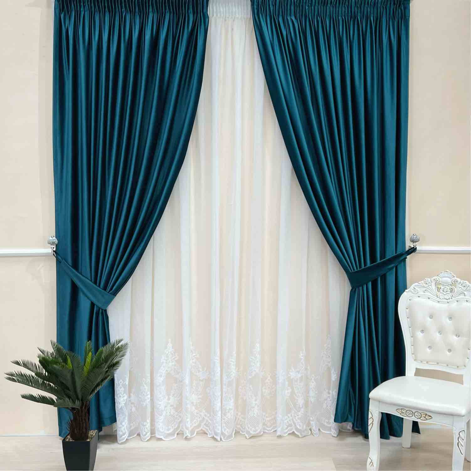 Promo Draperie de Catifea blackout 80% Turcoaz - Prindere cu Rejansa (1 Bucata)