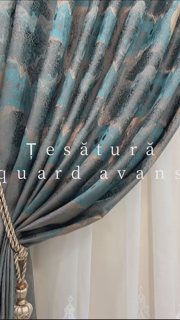 Draperie Venus de Jacquard De Lux Turcoaz- cu Rejansa (1 Bucata)