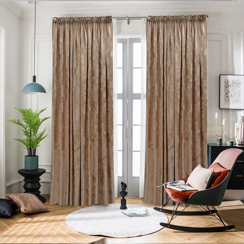 Draperie Catifea 3D Luxury ice velvet Blackout 90% Beige - cu Rejansa (1 Bucata )