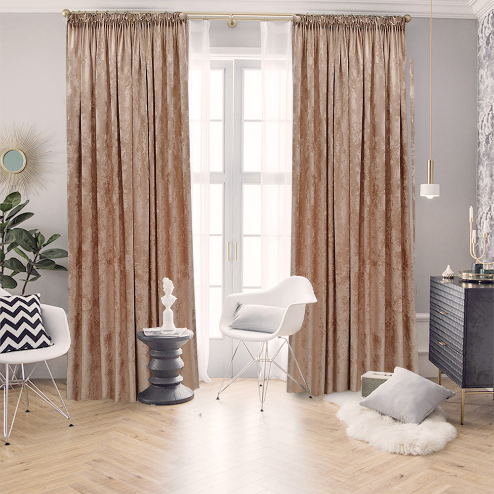 Draperie Catifea 3D Luxury ice velvet Blackout 90% Crem - cu Rejansa (1 Bucata )