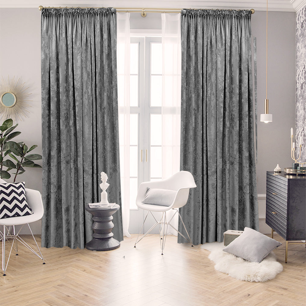 Draperie Catifea 3D Luxury ice velvet Blackout 90% Gri- cu Rejansa (1 Bucata )