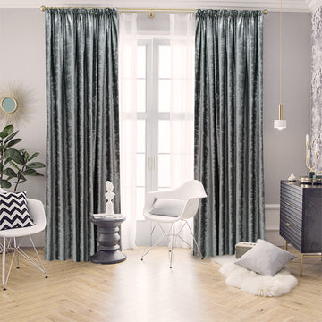 Draperie Luxury Ice Velvet Blackout 90% Gri Silver - Prindere cu Rejansa (1 Bucata)