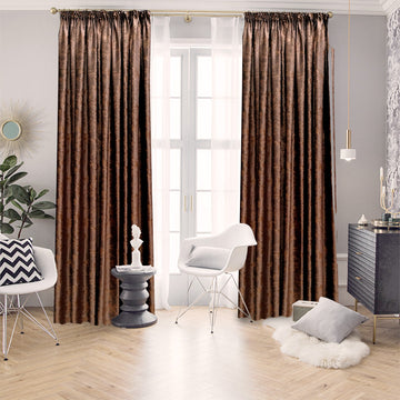 Draperie Luxury Ice Velvet Blackout 90% Maro - Prindere cu Rejansa paralel(1 Bucata)