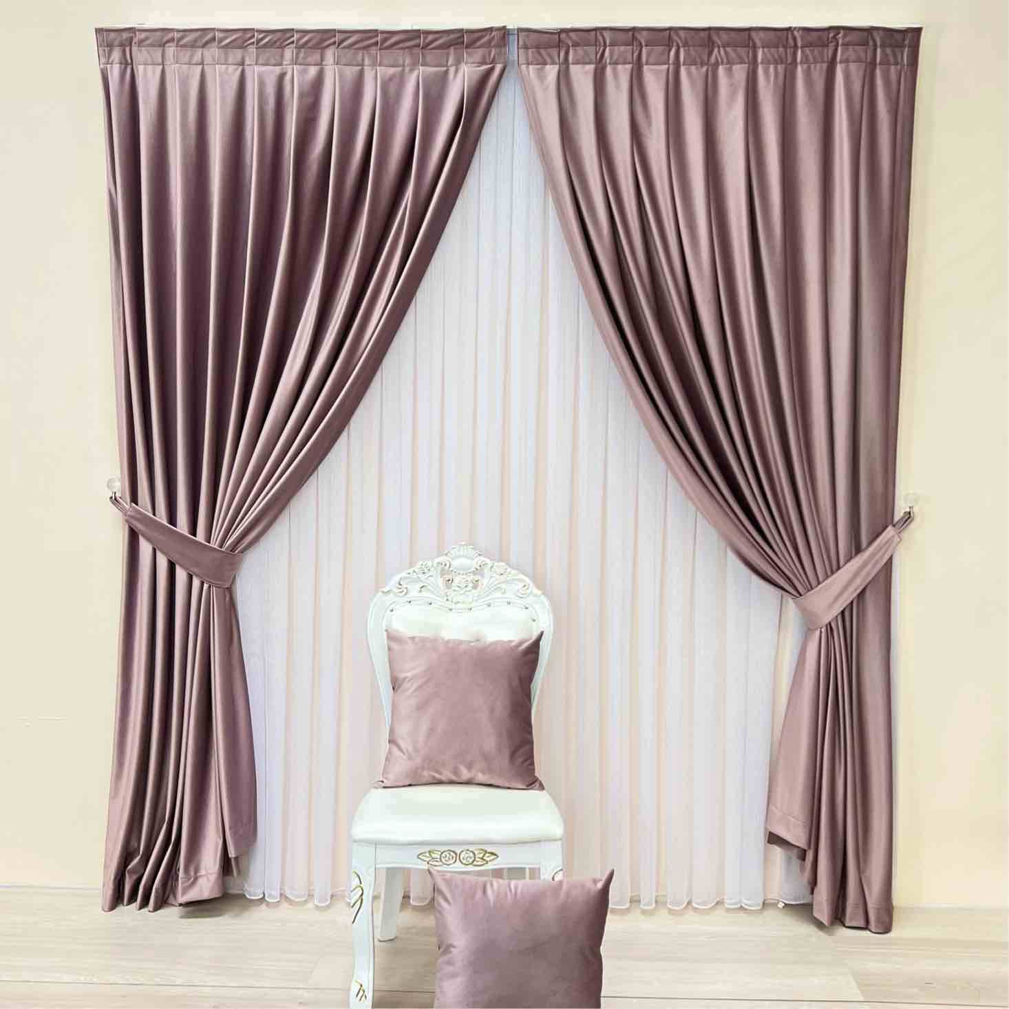 Draperie Catifea Semiopaca 80% Roz Prafuit-cu Rejansa (1 Bucata)