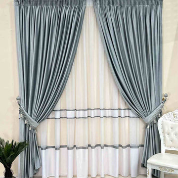 Draperie de Catifea Texturata Lux Semi-opaca 80% Silver-cu Rejansa (1 Bucata)